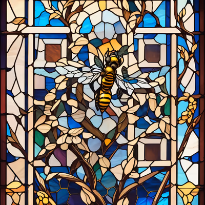 Honeybee Stained Glass QR Code Art — image 1