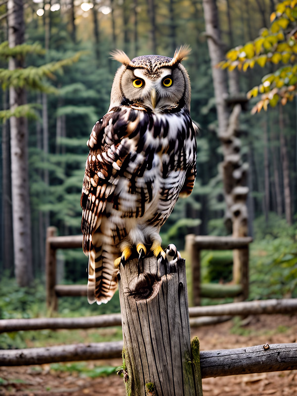 Owl on Fence Post Photo QR Code Art — image 1