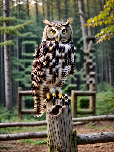 Owl on Fence Post Photo QR Code Art