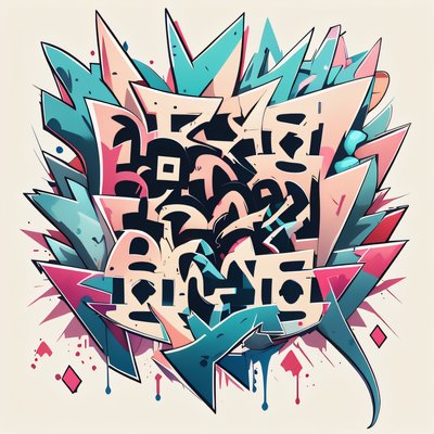 Graffiti Lettering Burst Abstract QR Code for Apparel