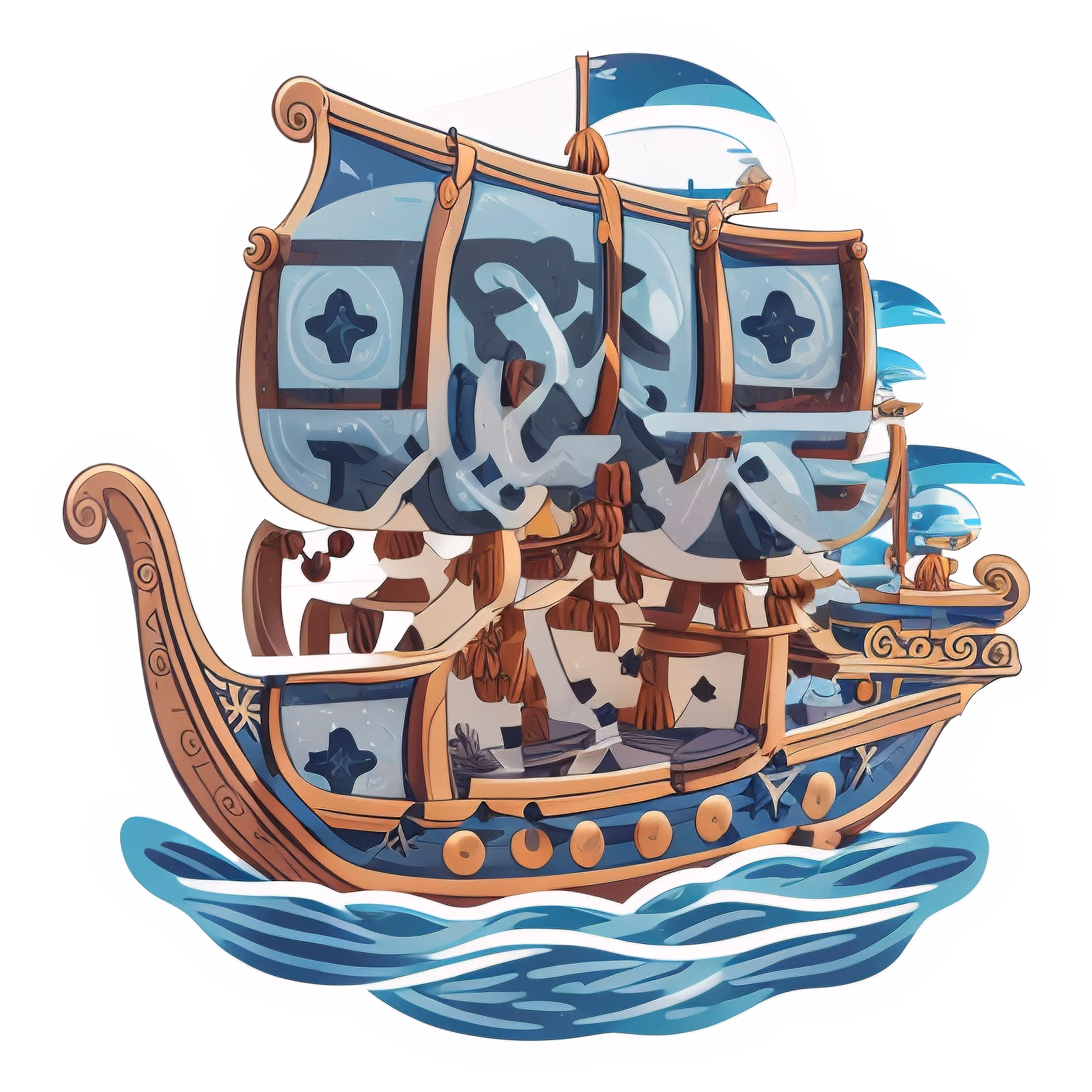 Wooden Ship Vector Sticker QR Code for Stickers — image 1