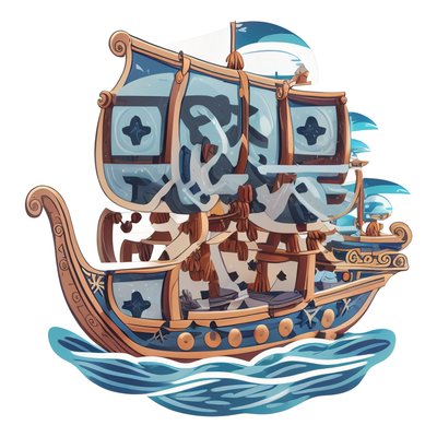 Wooden Ship Vector Sticker QR Code for Stickers