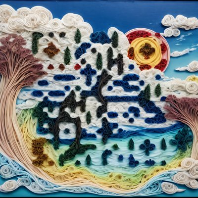 Quilled Paper Landscape QR Code Art
