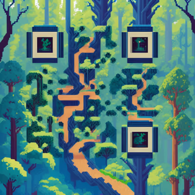 像素艺术森林小径二维码艺术 — 图片 1