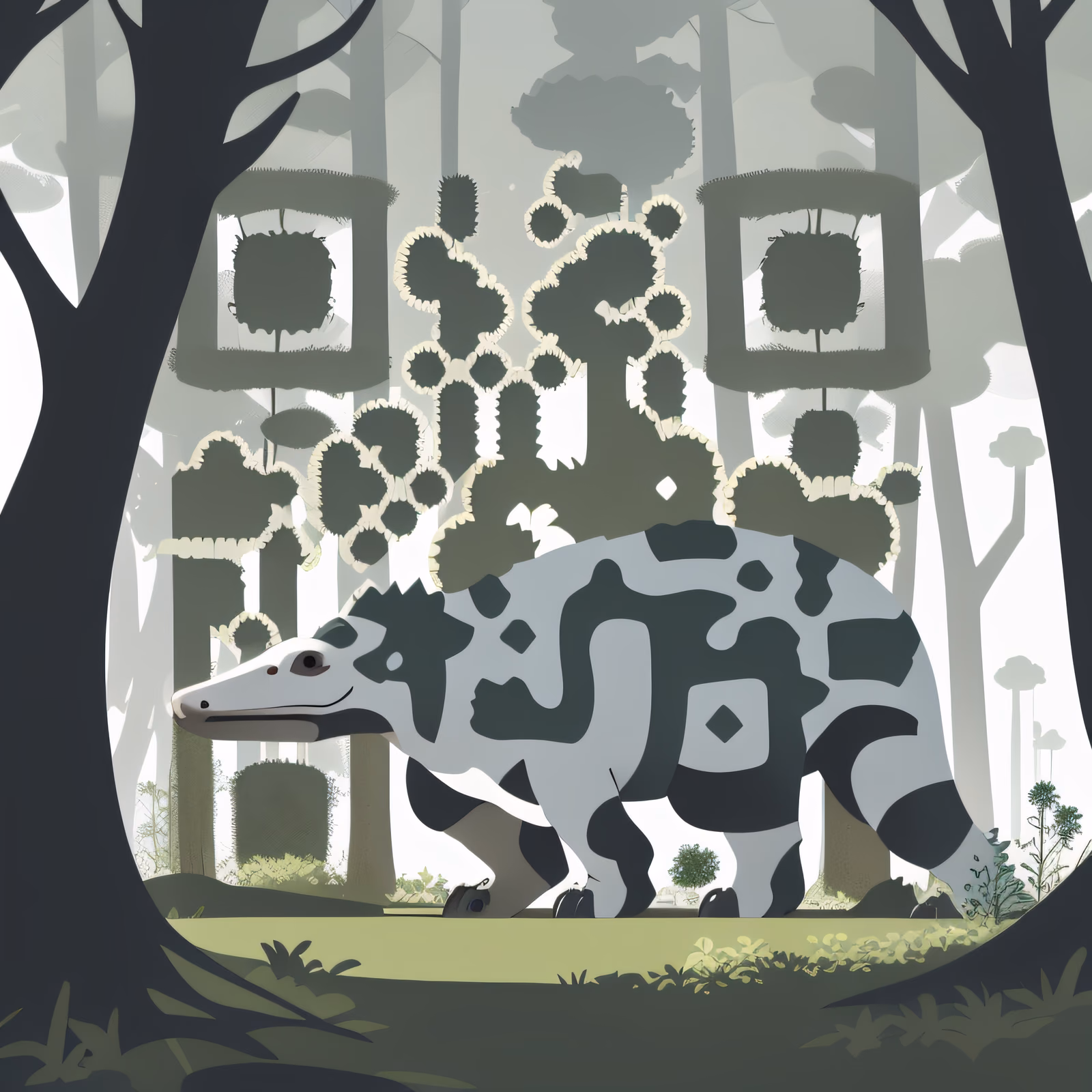 Стегозавр в лесу: векторный QR-код для обложек книг — изображение 1