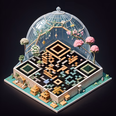 Isometric Glass Dome Botanical Cafe QR Code for Posters — image 1