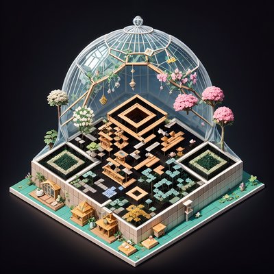 Isometric Glass Dome Botanical Cafe QR Code for Posters