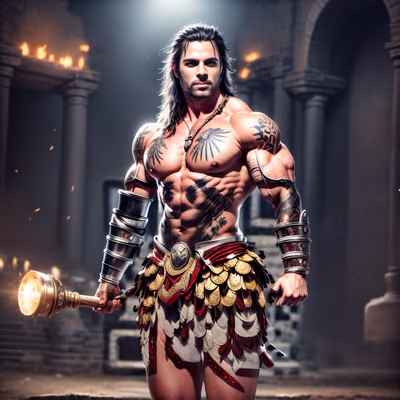 Tattooed Gladiator Digital Painting QR Code for Posters — image 1
