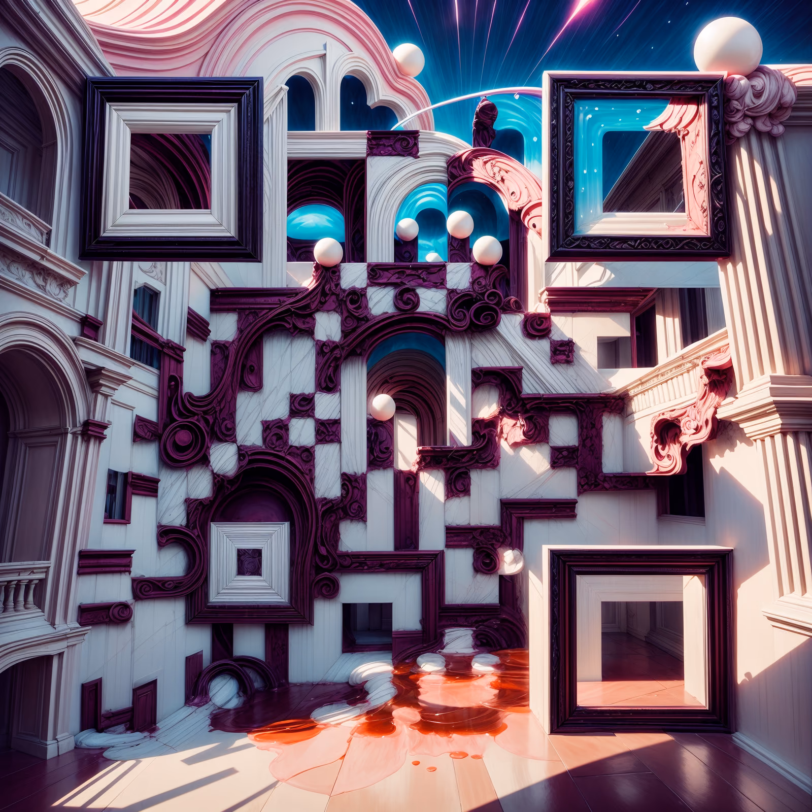 超现实画廊内景3D二维码艺术 — 图片 1