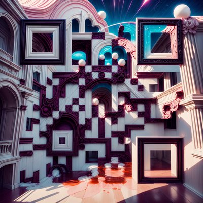 Surreal Gallery Interior 3D QR Code Art