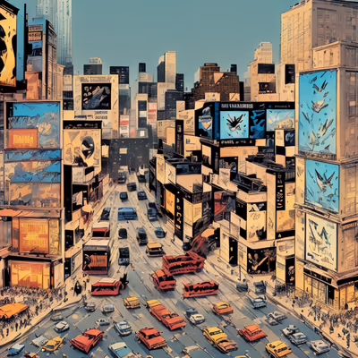 Comic Book City Street Traffic QR Code for Posters — image 1