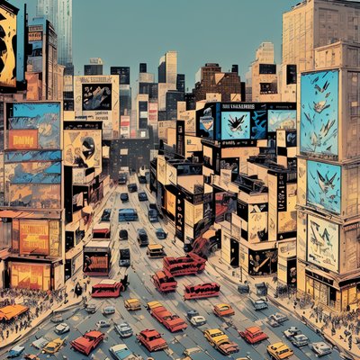 Comic Book City Street Traffic QR Code for Posters