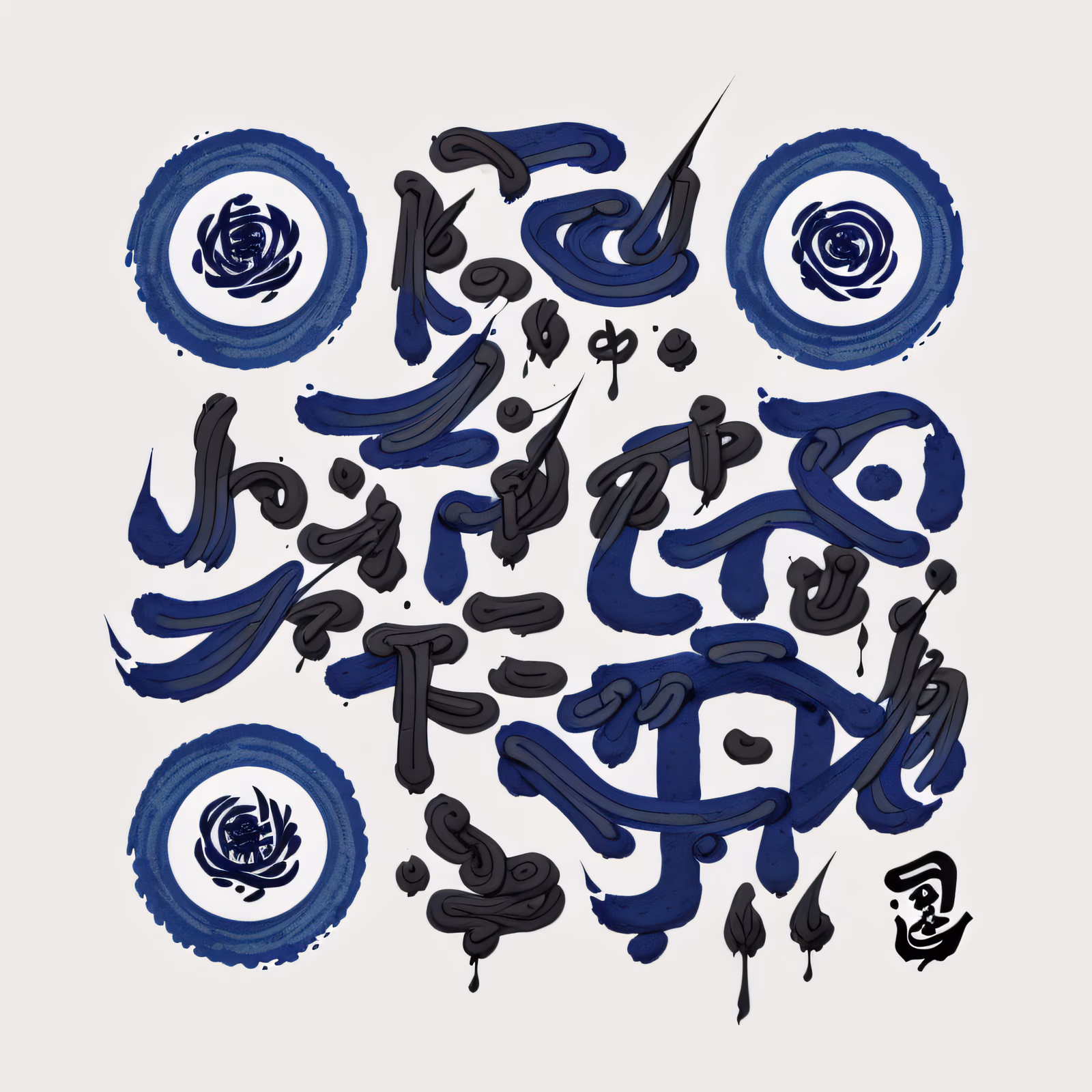 Ultramarine Ink Calligraphy QR Code Art — image 1