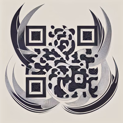 Речной водоворот в стиле тату: QR-код в технике линейного рисунка для временных татуировок — изображение 1