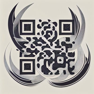 河流漩涡纹身线稿二维码艺术,适用于临时纹身