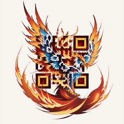 Flaming Phoenix Tattoo QR Code for Temporary Tattoos