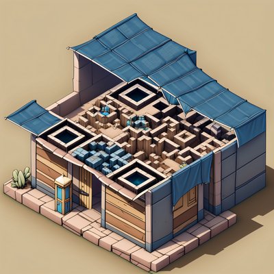 Isometric Desert Trading Post QR Code Art