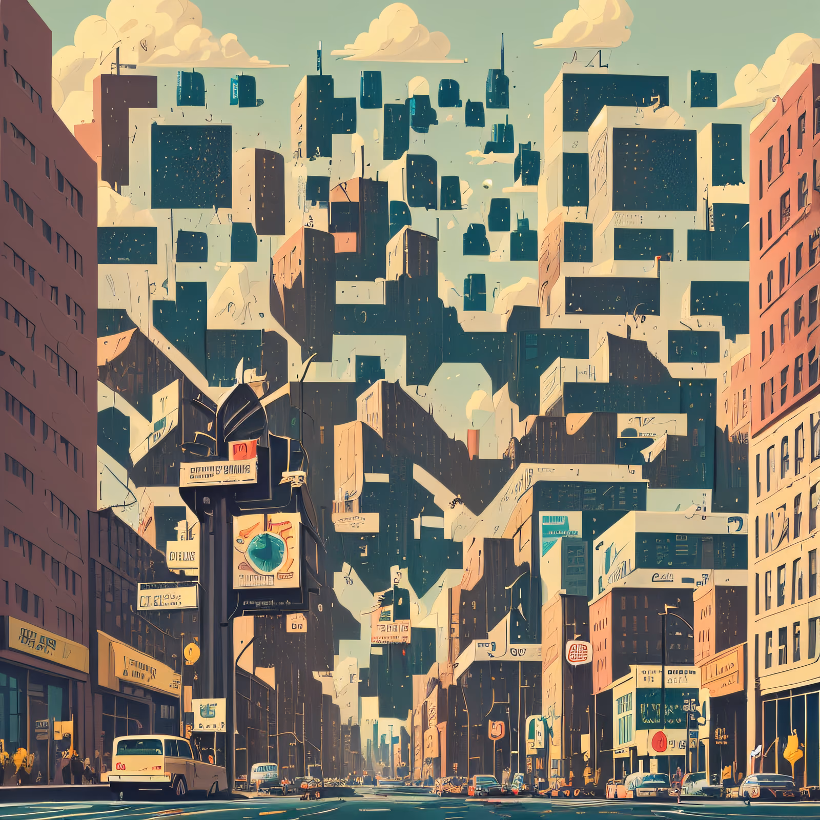 Retro City Street Comic Building QR Code for Posters — image 1