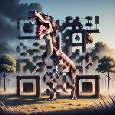 Roaring T-Rex Misty Field QR Code for Posters