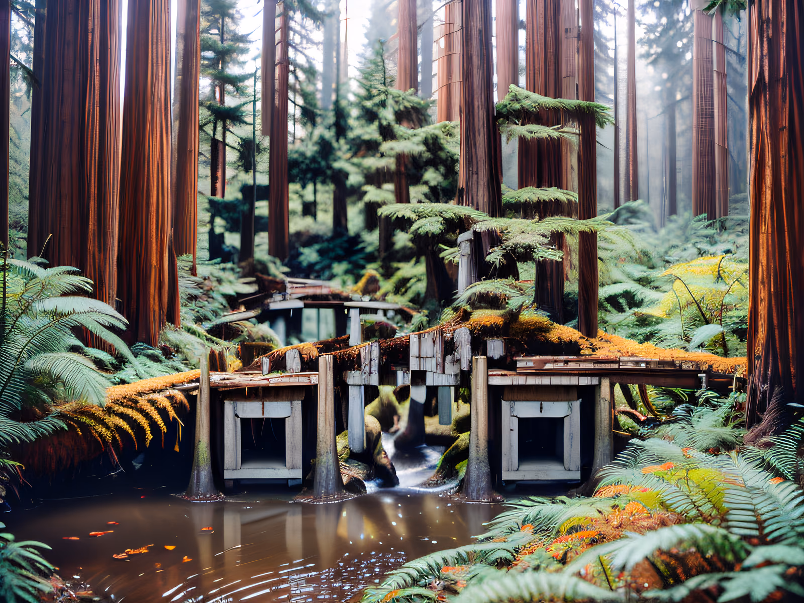 Misty Redwood Forest Photography QR Code Art — image 1