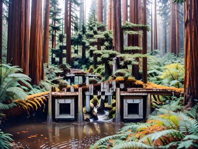 Misty Redwood Forest Photography QR Code Art — image 1