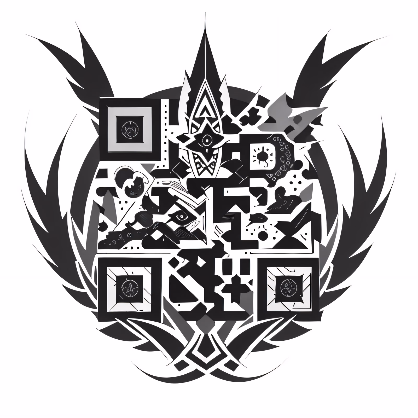 QR-код в стиле племенной татуировки для временных тату — изображение 1