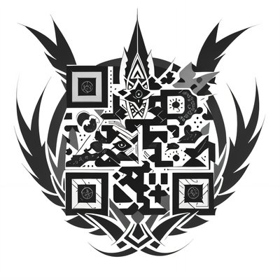 Tribal Emblem Tattoo Style QR Code for Temporary Tattoos