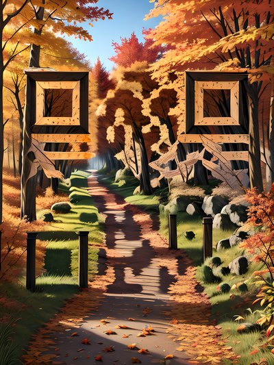 Autumn Forest Path Digital Painting QR Code Art