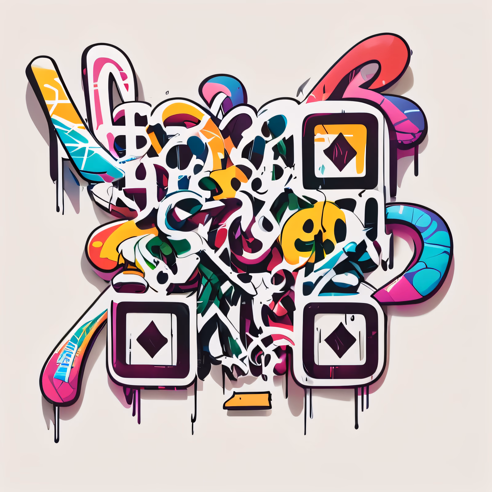 Colorful Graffiti Lettering QR Code for Stickers — image 1