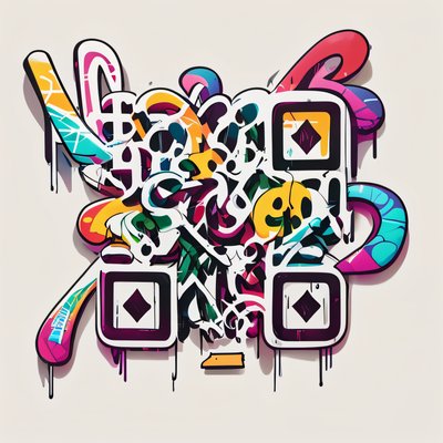Colorful Graffiti Lettering QR Code for Stickers