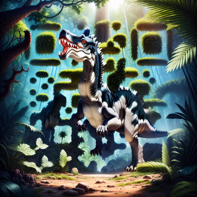 Roaring Dinosaur Jungle Digital Painting QR Code for Posters — image 1
