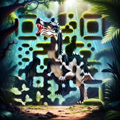 Roaring Dinosaur Jungle Digital Painting QR Code for Posters