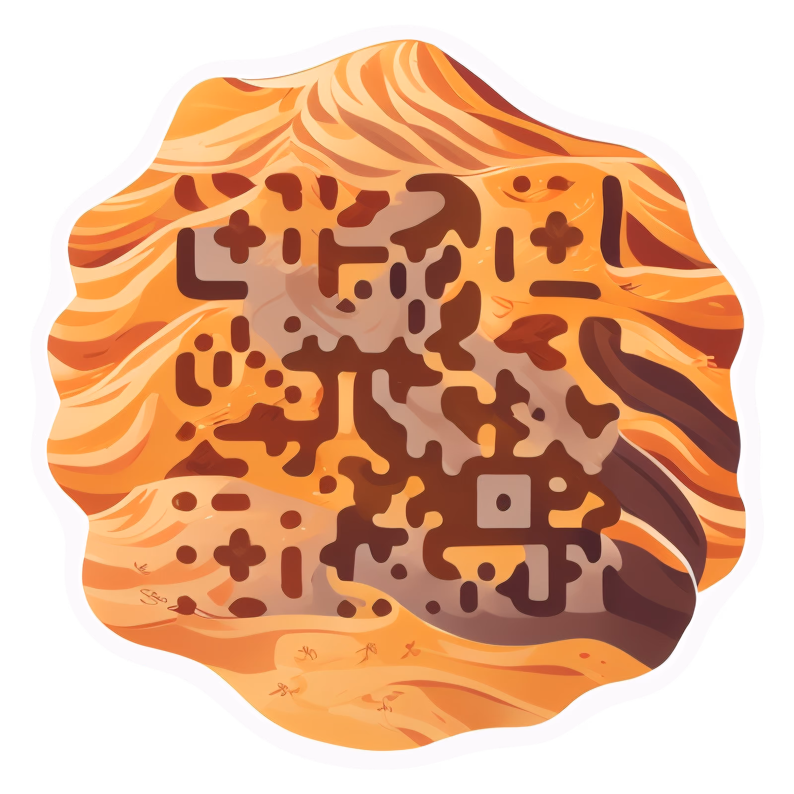 Песчаные дюны пустыни, векторный QR-код для стикеров — изображение 1