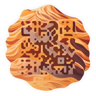 Desert Sand Dunes Vector QR Code for Stickers