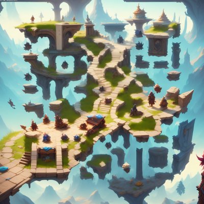 Floating Island Game World QR Code for Posters