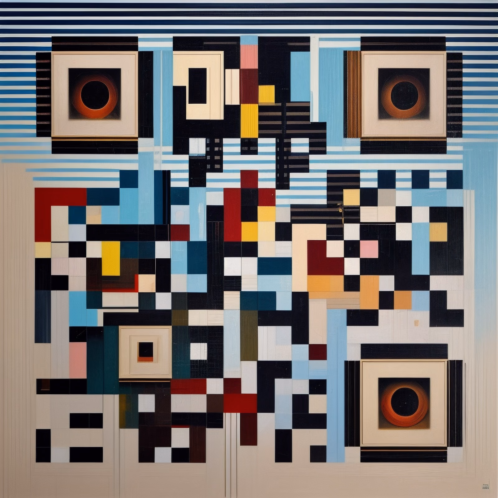 Abstract Geometric Collage Painting QR Code Art — image 1