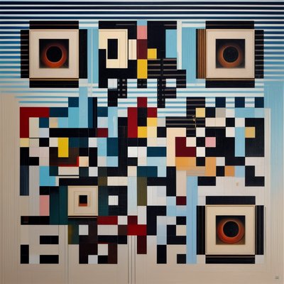 Абстрактная геометрическая коллажная живопись: QR-код