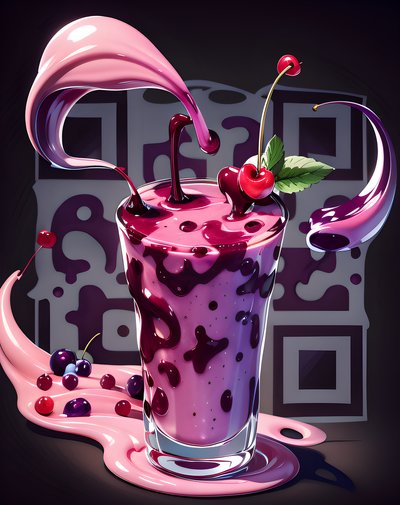 Cherry Beet Smoothie Cartoon QR Code for Restaurant Menus