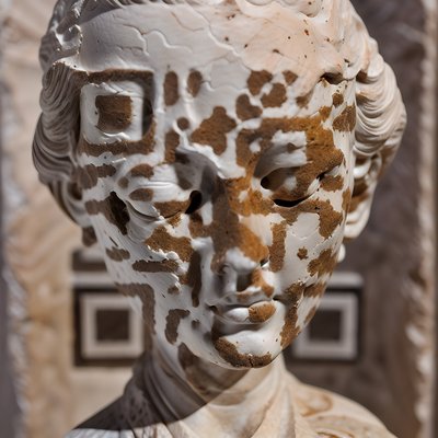 Weathered Marble Bust Photorealistic QR Code Art