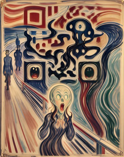 Screaming Figure Expressionist QR Code Art