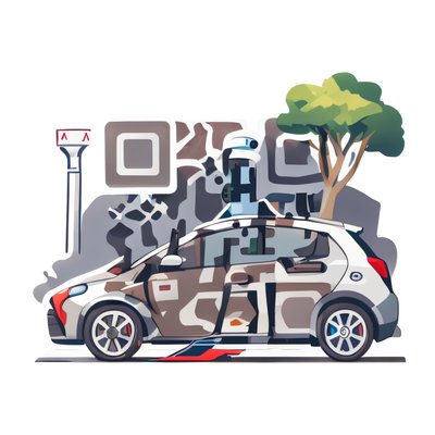 Electric Car and Tree Vector QR Code for Stickers
