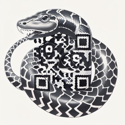 Coiled Snake Tattoo Ink QR Code for Temporary Tattoos