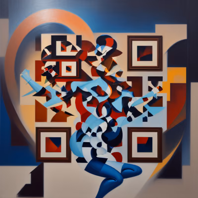 Cubist Dancing Figure Oil Painting QR Code Art — image 1