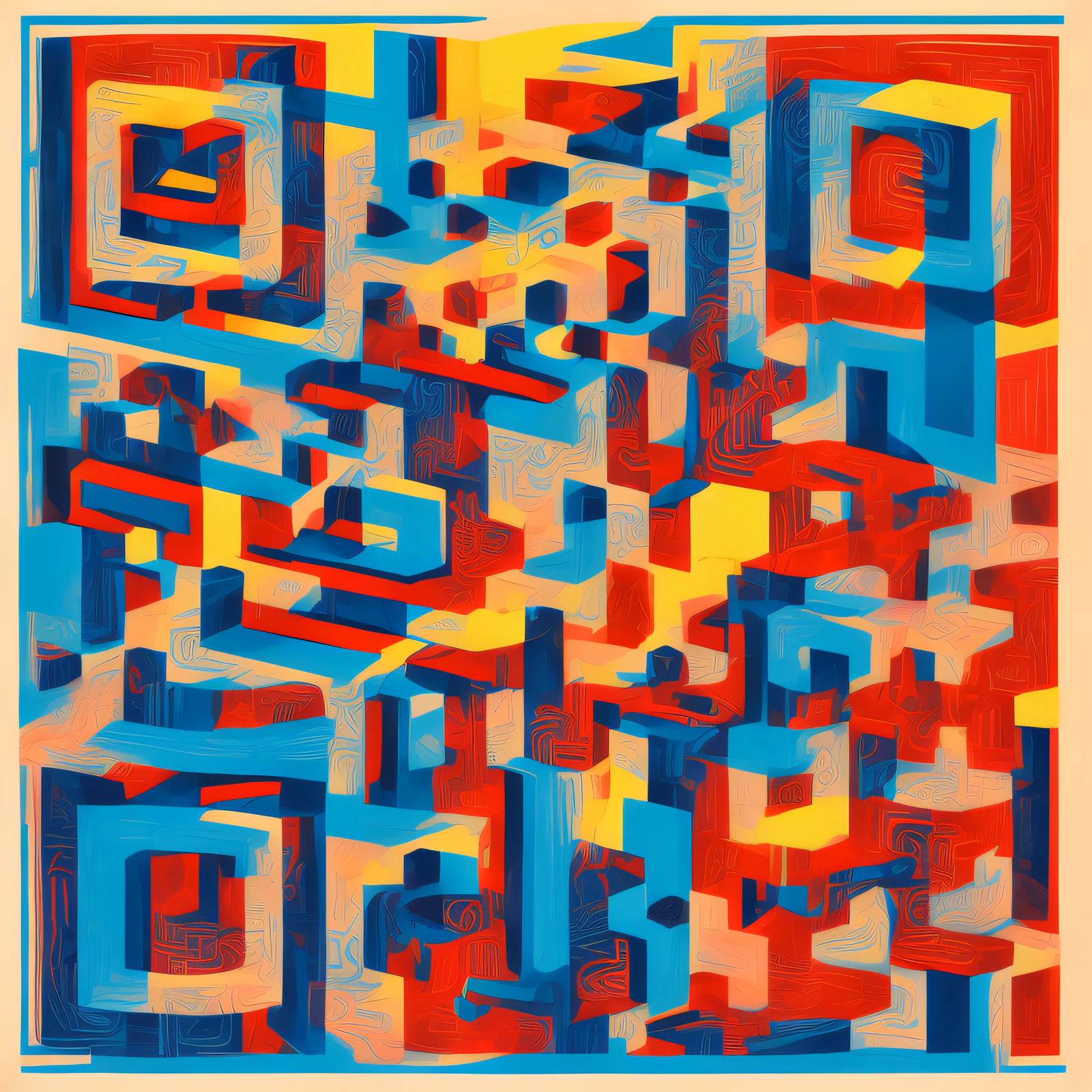 Abstract Maze Geometric QR Code for Posters — image 1