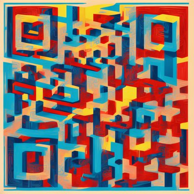 Абстрактный геометрический лабиринт: QR-код для постеров