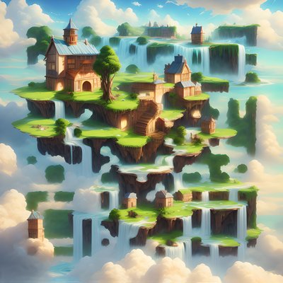 Floating Island Waterfalls Matte Fantasy QR Code for Posters