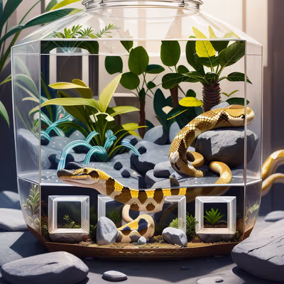 Yellow Snake Terrarium Digital Painting QR Code Art — image 1