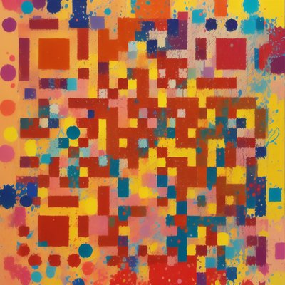 Colorful Dotted Abstract Painting QR Code Art