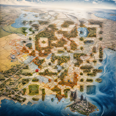 Aerial Fantasy Map Landscape QR Code Art — image 1
