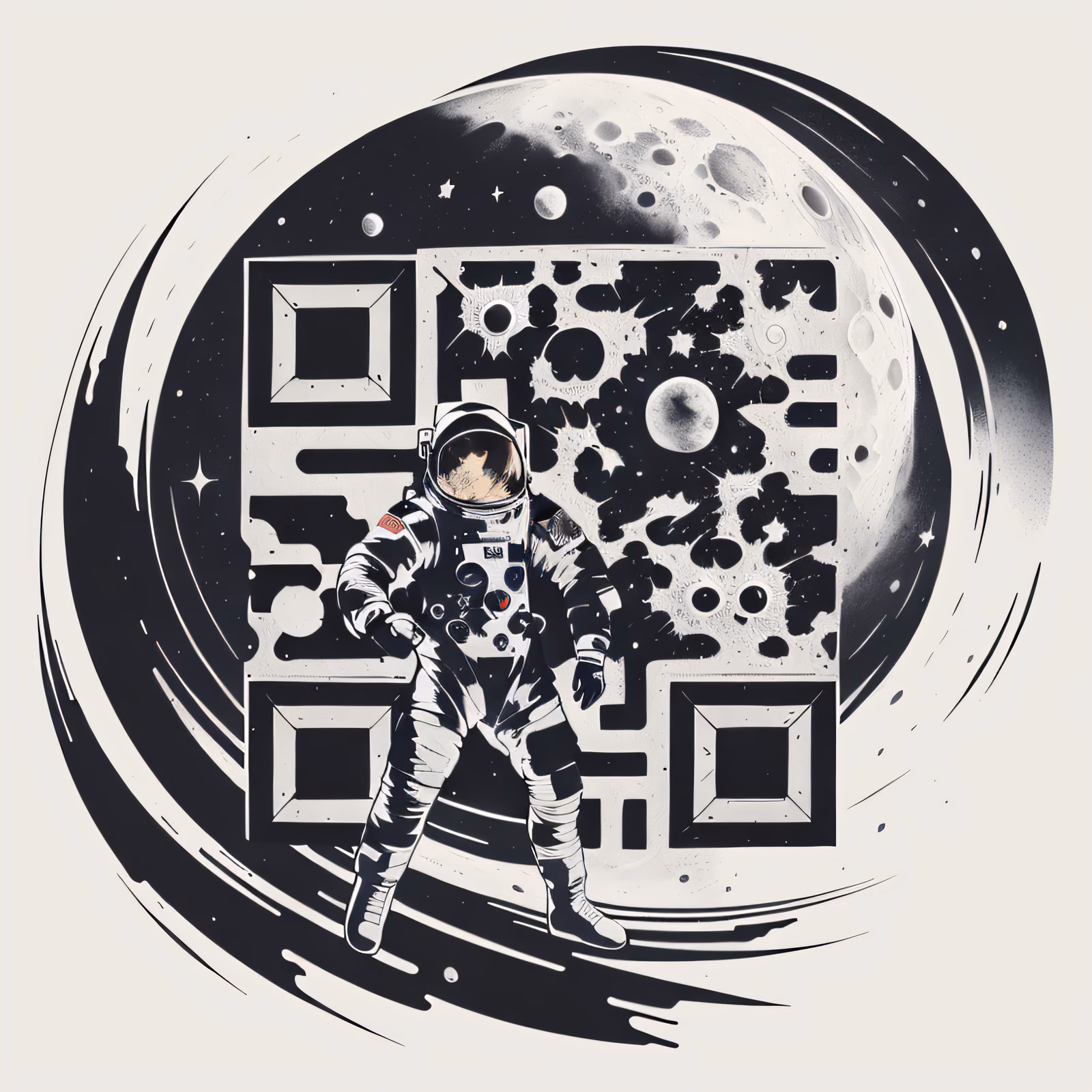 Astronaut on Moon Tattoo Ink QR Code for Temporary Tattoos — image 1